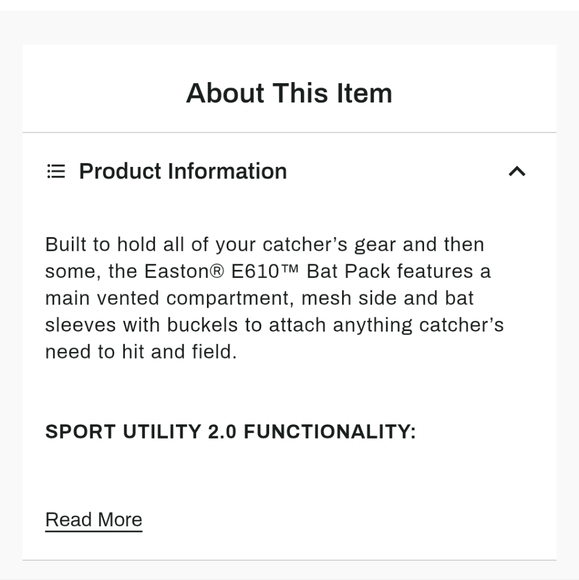 Easton E610 Catchers Bat Pack Backpack. Black And Gray Easton Bag. - Picture 11 of 12